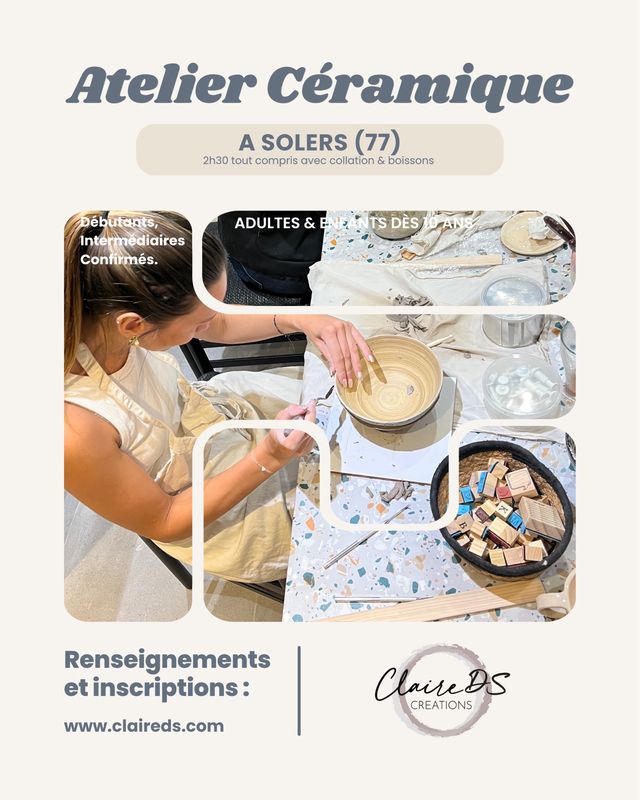 Apero céramique lundi 6 AVRIL à Solers (77): 2h30 à 65€