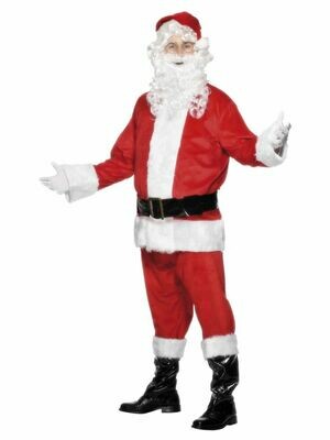 Santa Costume XL, Red,Fun fur Jacket, Trousers, Belt, Hat, Boot Covers & Beard