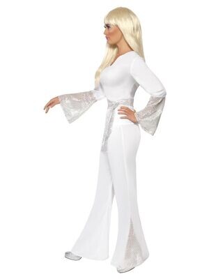 70s Disco Lady Costume, White,