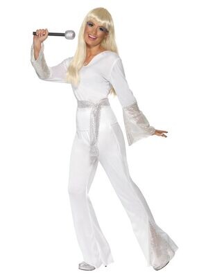 70s Disco Lady Costume, White, (Small)