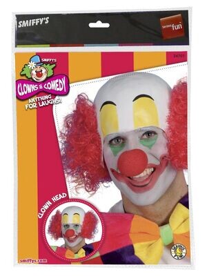 Clown Rubber Top Wig, Red, With Hair, Latex