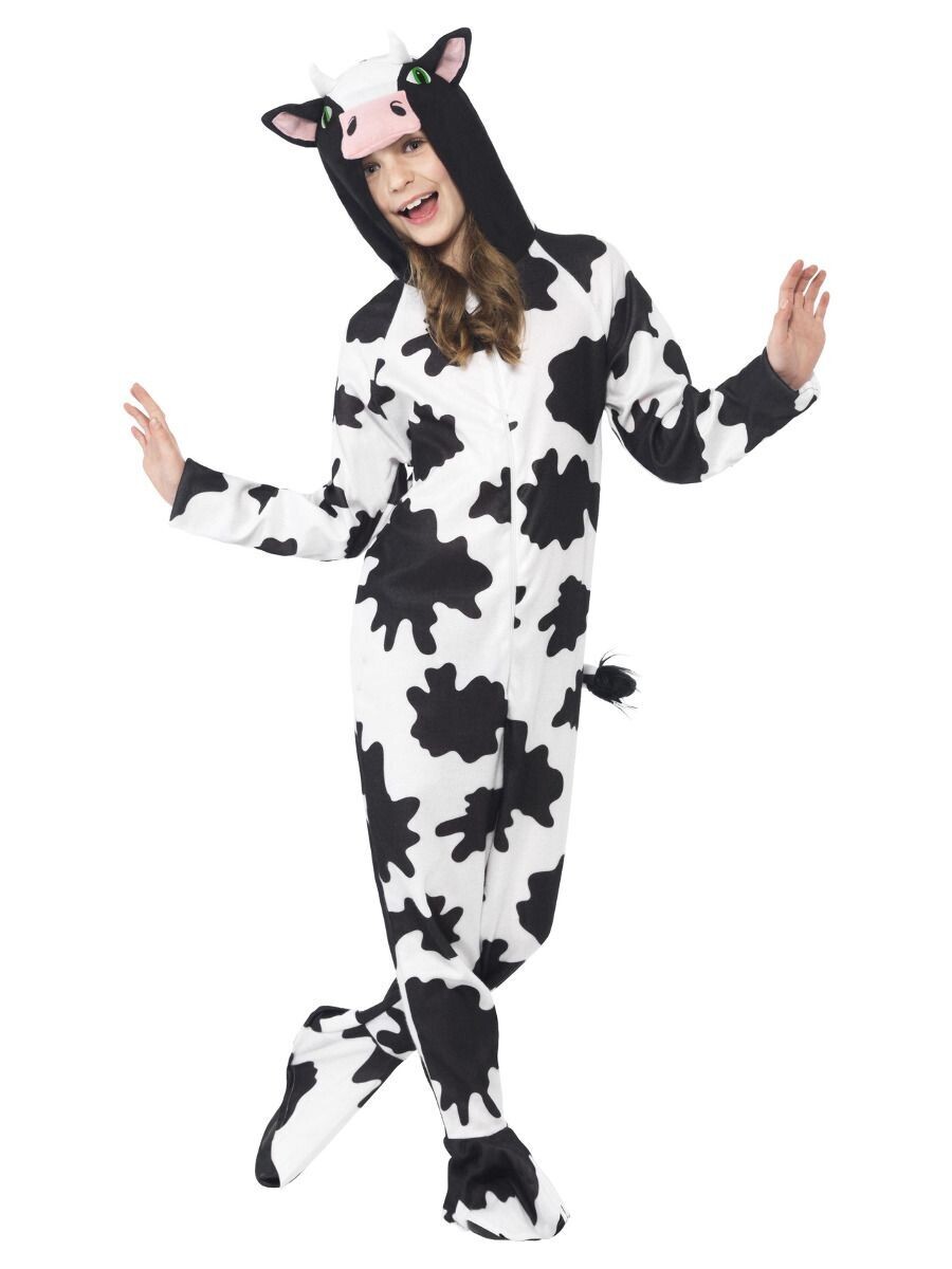 Cow Costume, Hooded Jumpsuit (medium) age 7 to 9