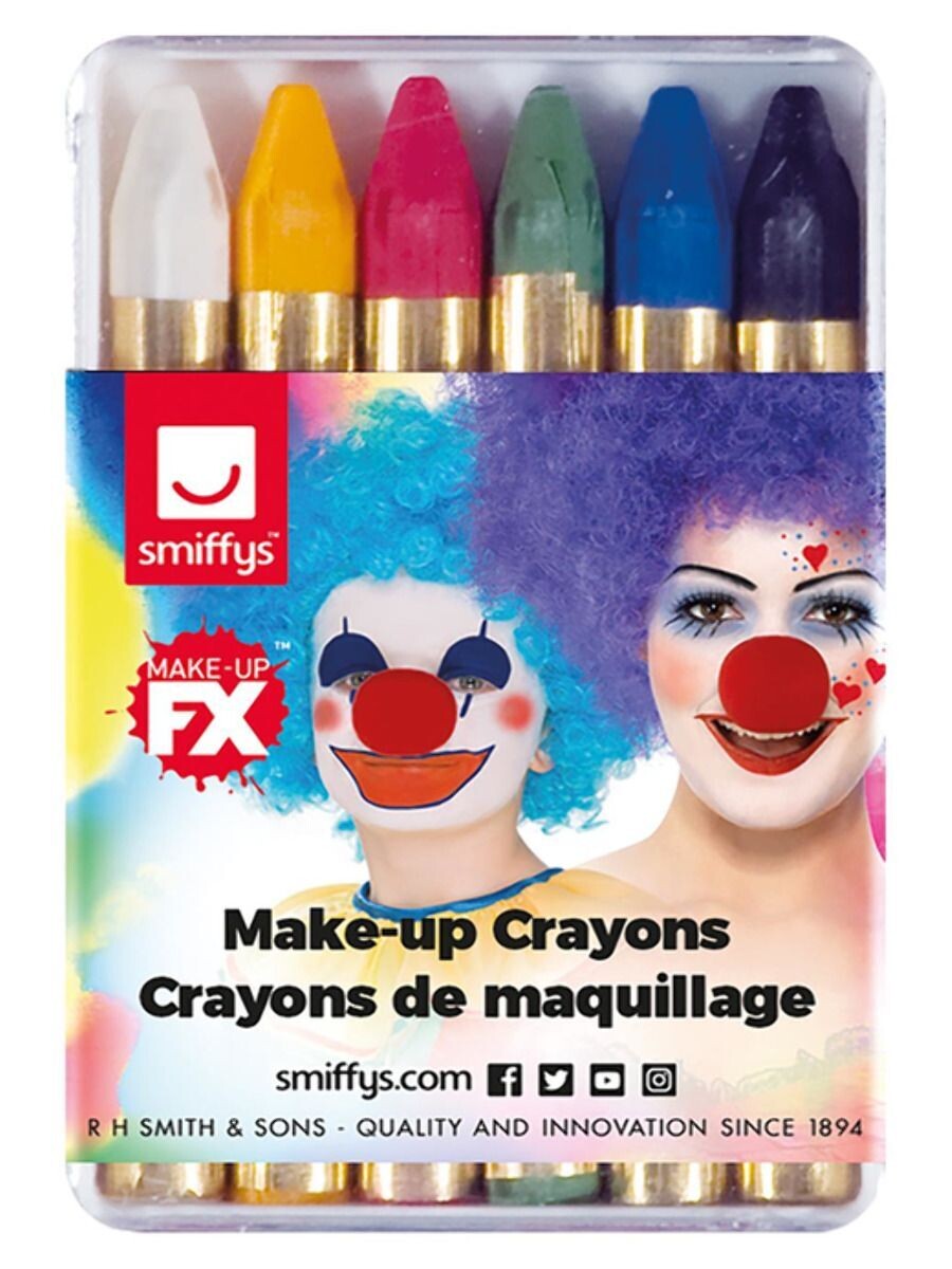 Carnival Face or Body Crayon Sticks, Grease, 6 Colour Pack make up