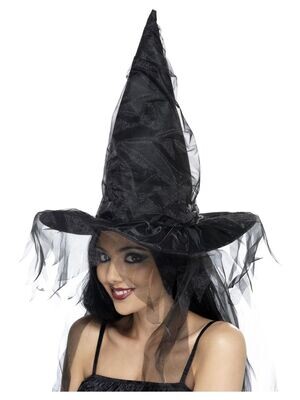 Witch's Hat, Black, with Netting