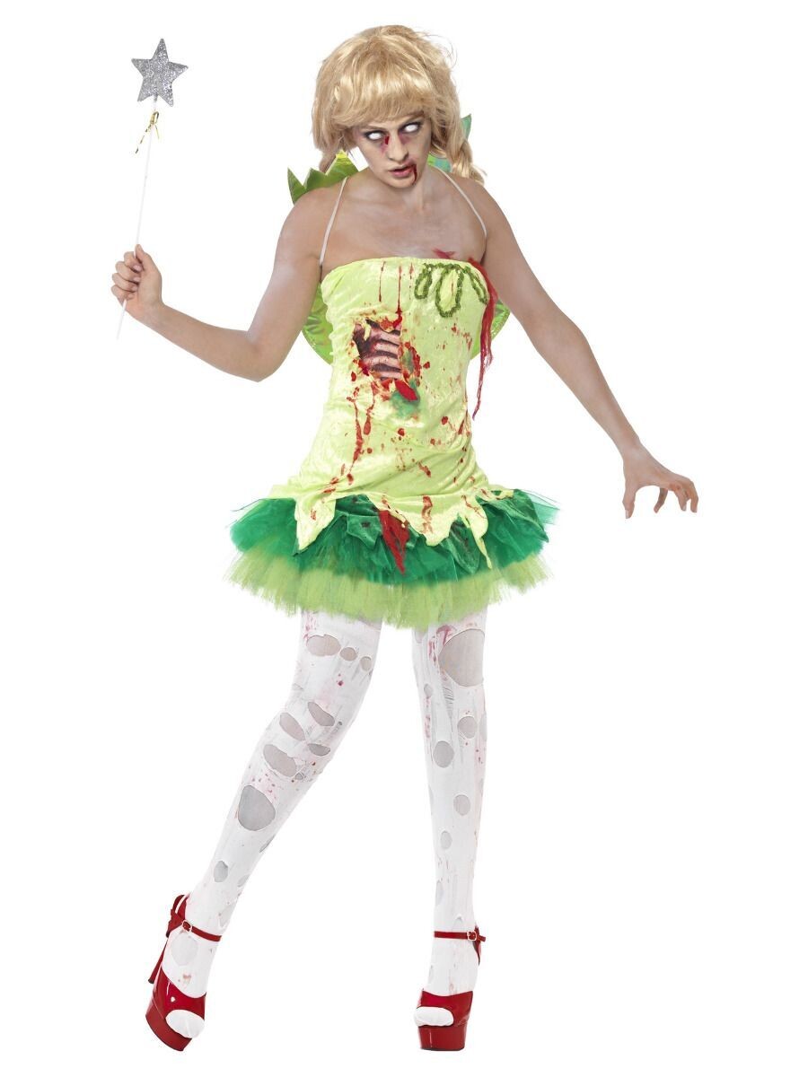 Zombie Fairy Costume, Green, (Medium)