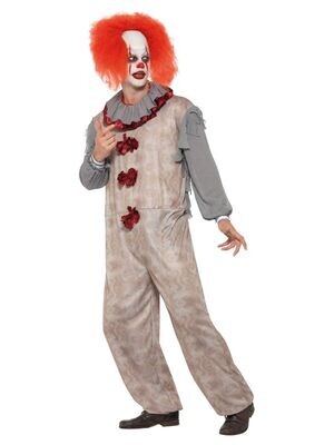 Vintage Clown Costume, Grey &amp; Red (X Large)