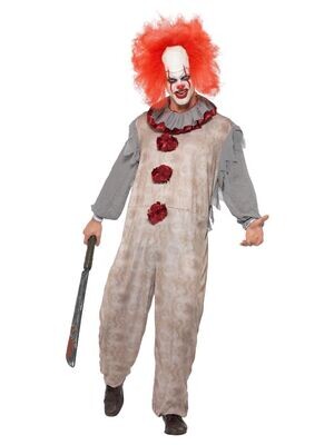 Vintage Clown Costume, Grey & Red (X Large)