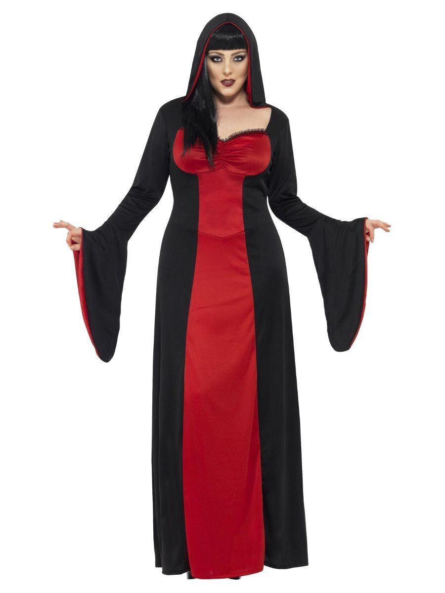 Dark Temptress Costume, Red, with Dress & Hood (Large)