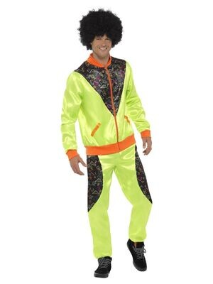 Retro Shell Suit Costume, - Neon green / Yellow ( EX .Large)