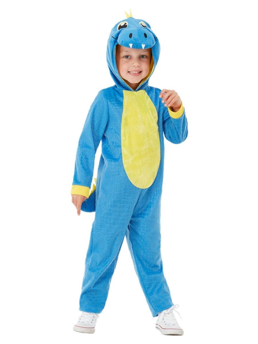 Toddler Dinosaur Costume, Blue, with Hooded Jumpsuit 3-4 years