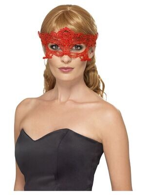 Embroidered Lace Filigree Heart Eyemask, Red