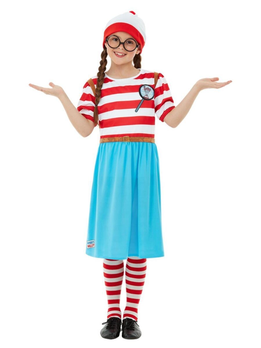 Where's Wally Wenda Deluxe Costume, (small 4-6 yrs)