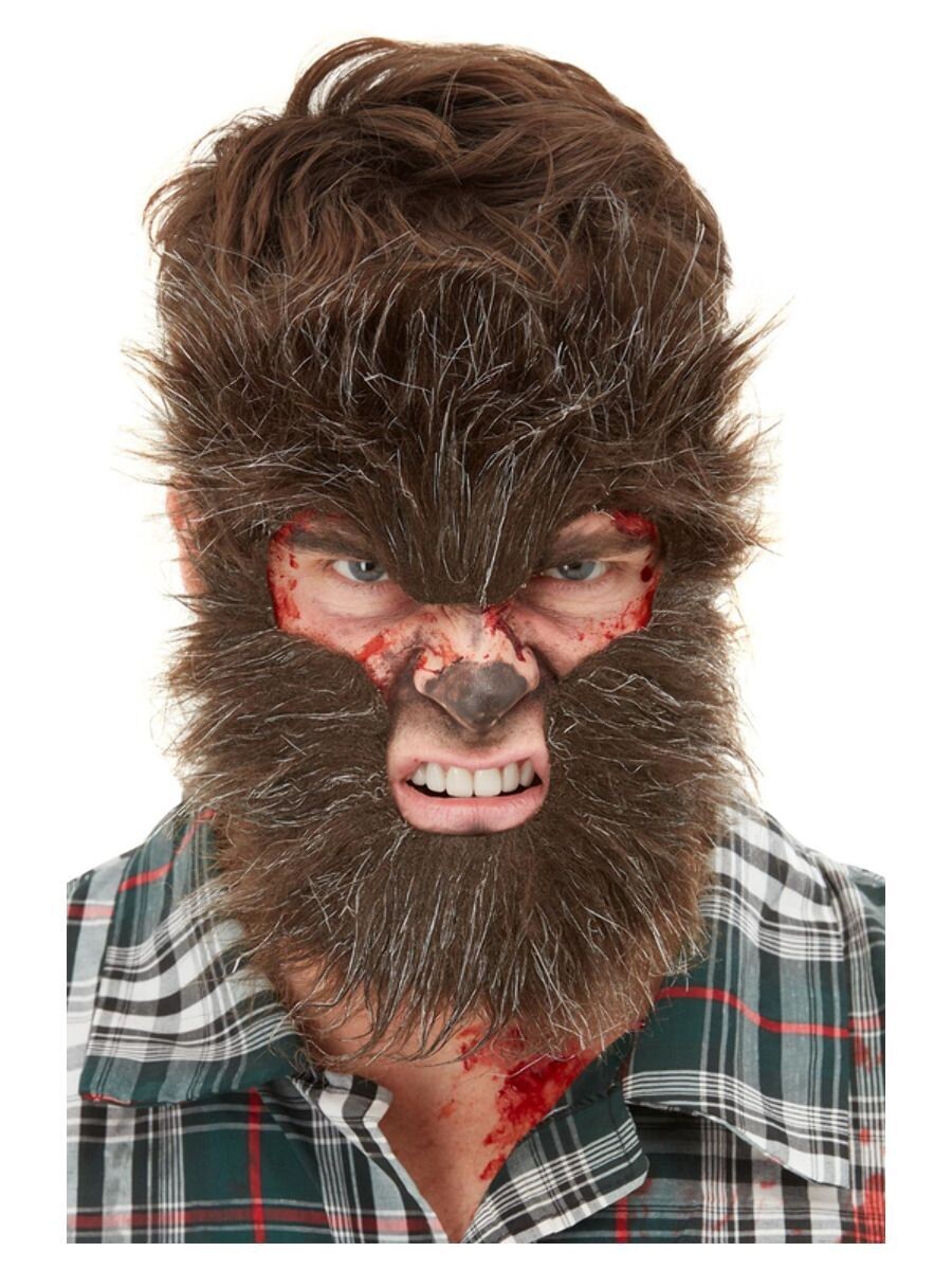 Werewolf Face Fur, Brown, on Elastic