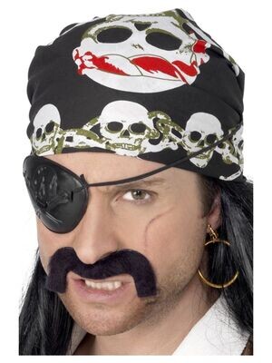 Pirate Bandana, Black, with Skull & Crossbones Print