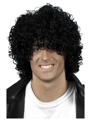 Afro Wet Look Wig, Black, Curly