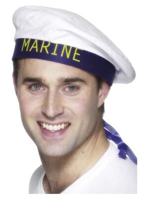 Marine Sailors Hat, White, with Ribbons