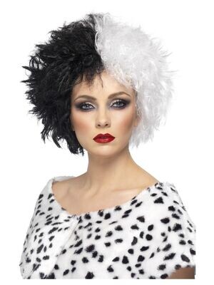 Evil Madame Wig, Black &amp; White, Short, Curly