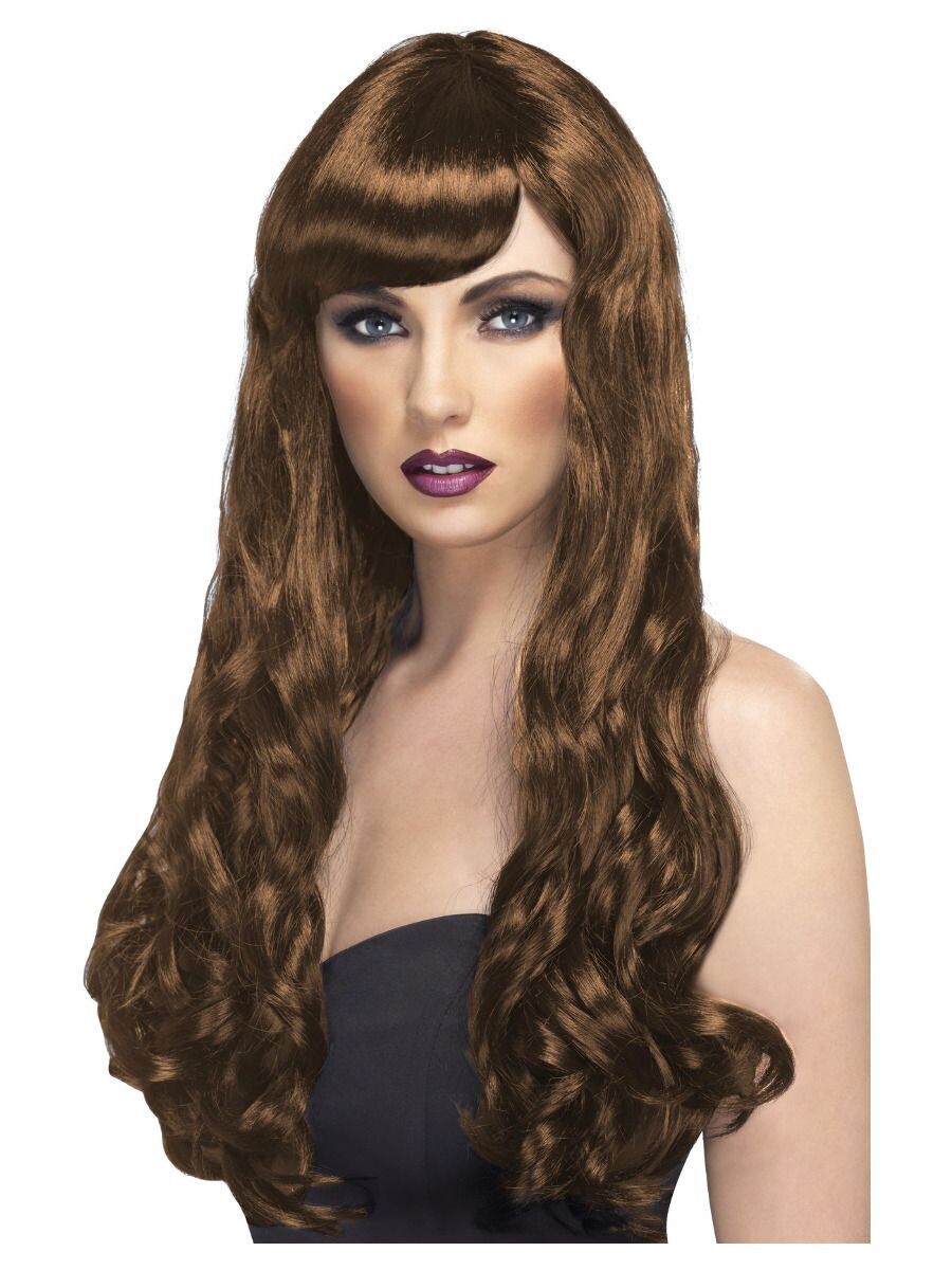 Desire Wig, Brown, Long, Curly with Fringe