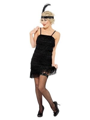 Flapper Costume Black Dress & Head Piece with Feather