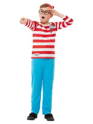 "Where's Wally - Deluxe Costume - Red & White - Top with 3D Print - Trousers, Hat & Glasses" ( Toddler 1 ) 1 to 2 years
