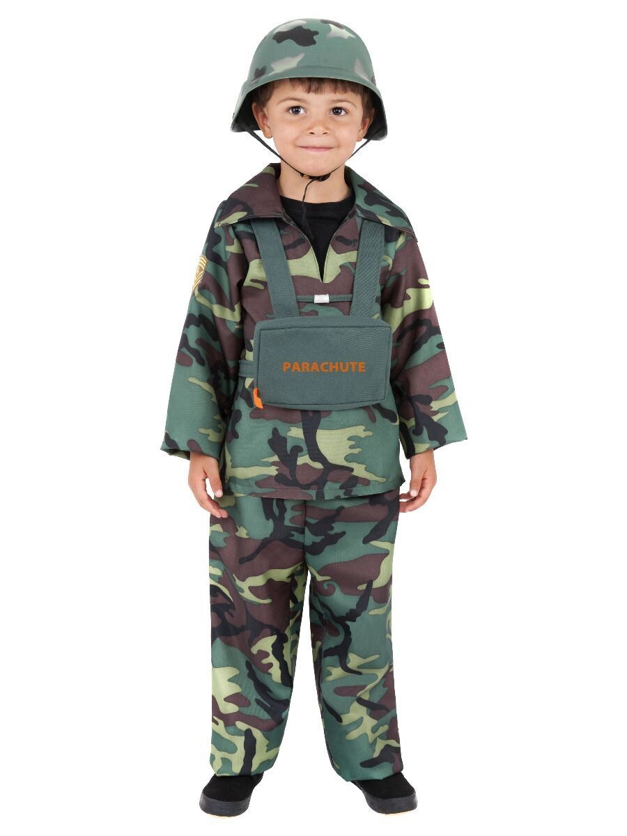 Army Boy Costume, Camouflage, with Top, Trousers & Backpack