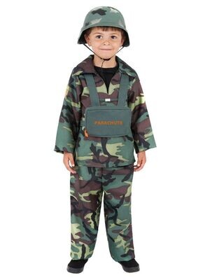 Army Boy Costume, Camouflage, with Top, Trousers &amp; Backpack