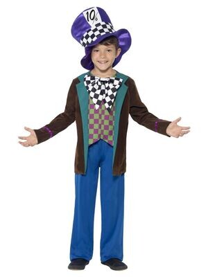 Hatter Costume, Blue, with Jacket, Trousers & Hat
Small age 4 to 6 years