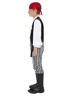 Pirate Costume, Black &amp; White, with Shirt, Trousers, Bootcovers, Headscarf &amp; Belt