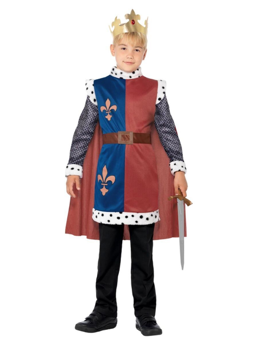 King Arthur Medieval Costume, Red, with Tunic, Cape & Crown
Small age 4 to 6