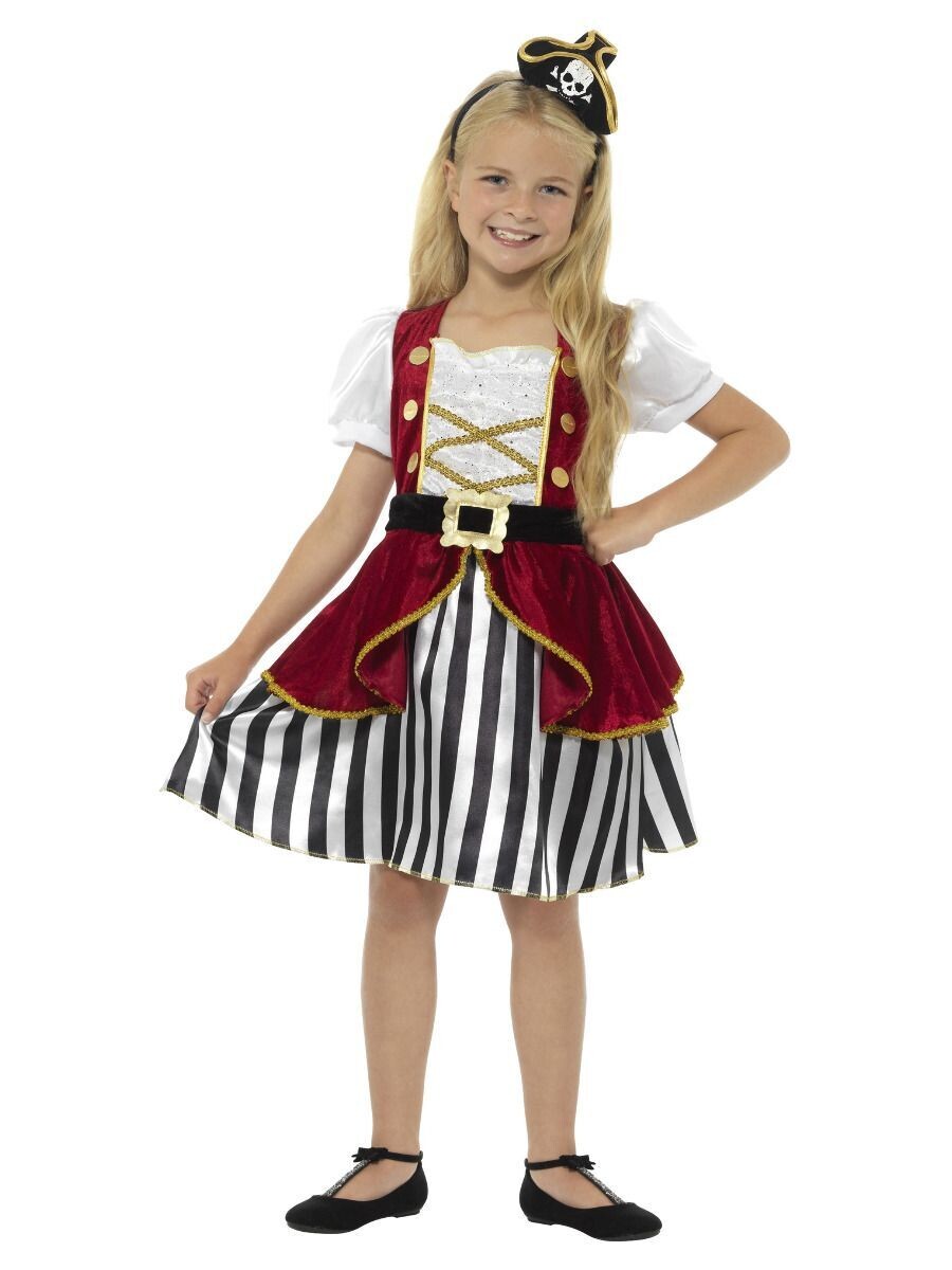 Pirate Girl Costume - Red &amp; Black- with Dress &amp; Hat