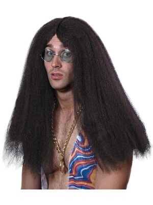 Hippy Wig, Black , Long with Centre Parting