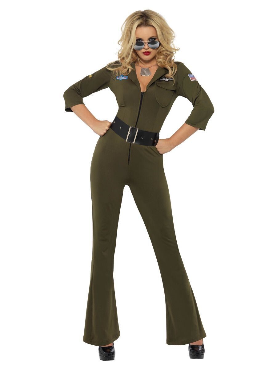 Top Gun Aviator, Green, with Jumpsuit & Belt (Small )