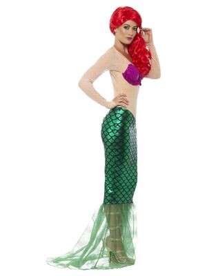 Mermaid Costume, Green, with Sequin Full Length Dress &amp; Hair Clip