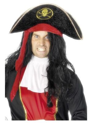 Pirate Hat, Black, with Skull &amp; Crossbones
