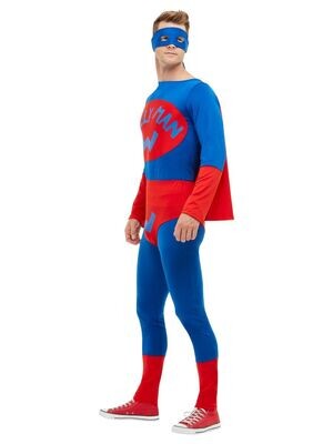 Wallyman Costume, Blue &amp; Red, with Jumpsuit, Cape, Overpants &amp; Eyemask