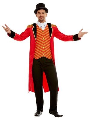 Deluxe Ringmaster Costume, Red, with Jacket, Mock Shirt & Trousers (medium)