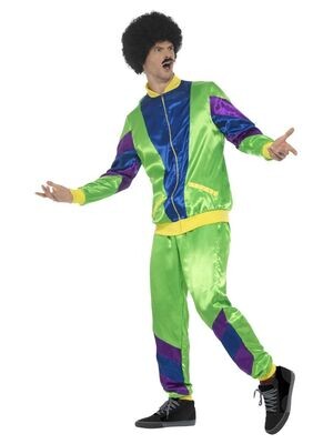80s Height of Fashion Shell Suit Costume, Male, Green, with Jacket &amp; Trousers