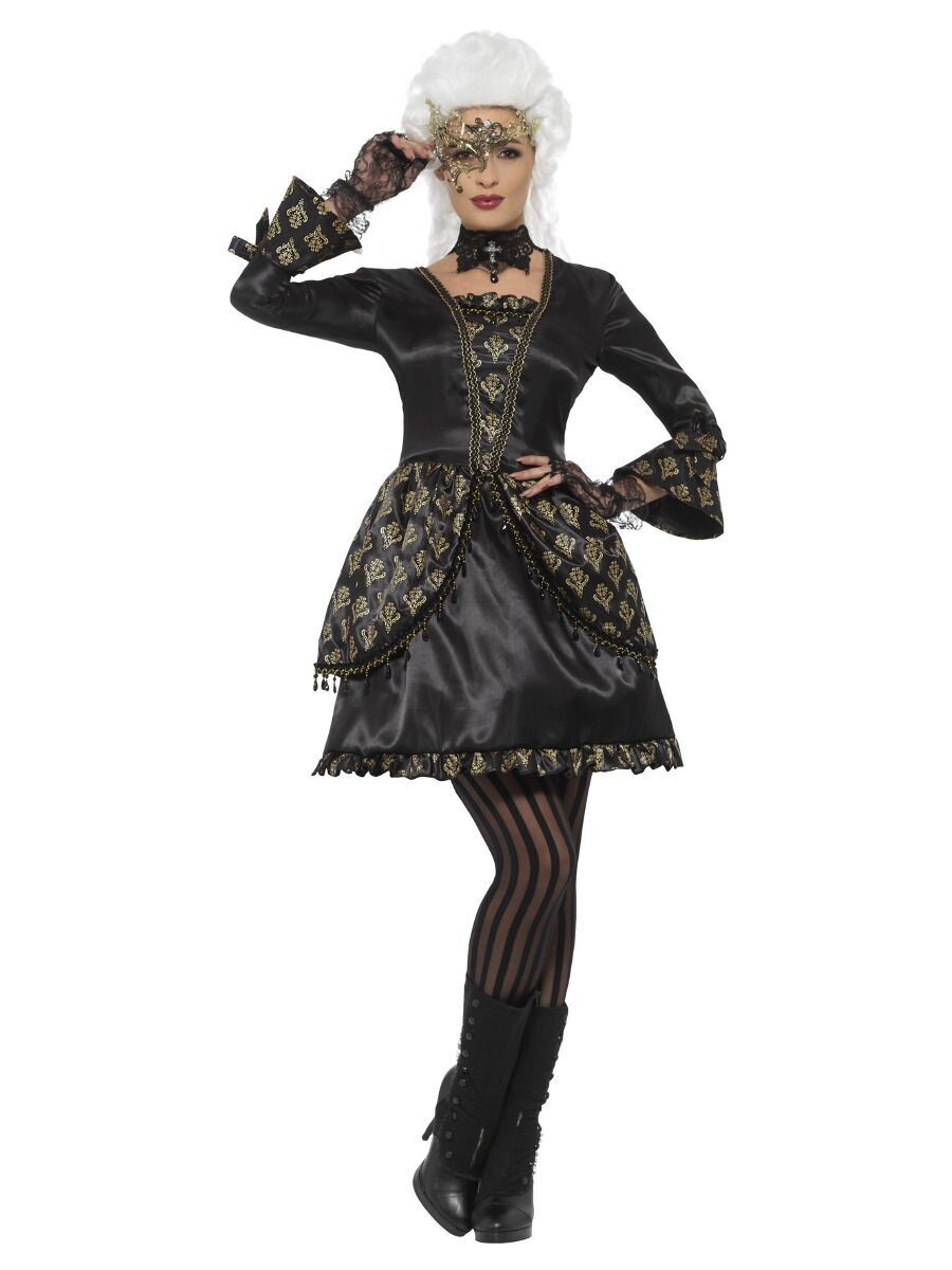 Masquerade Costume, Black & Gold, with Dress  (size 8 to 10 )