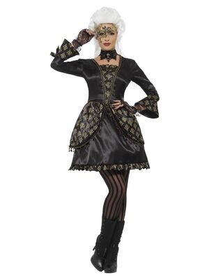 Masquerade Costume, Black & Gold, with Dress