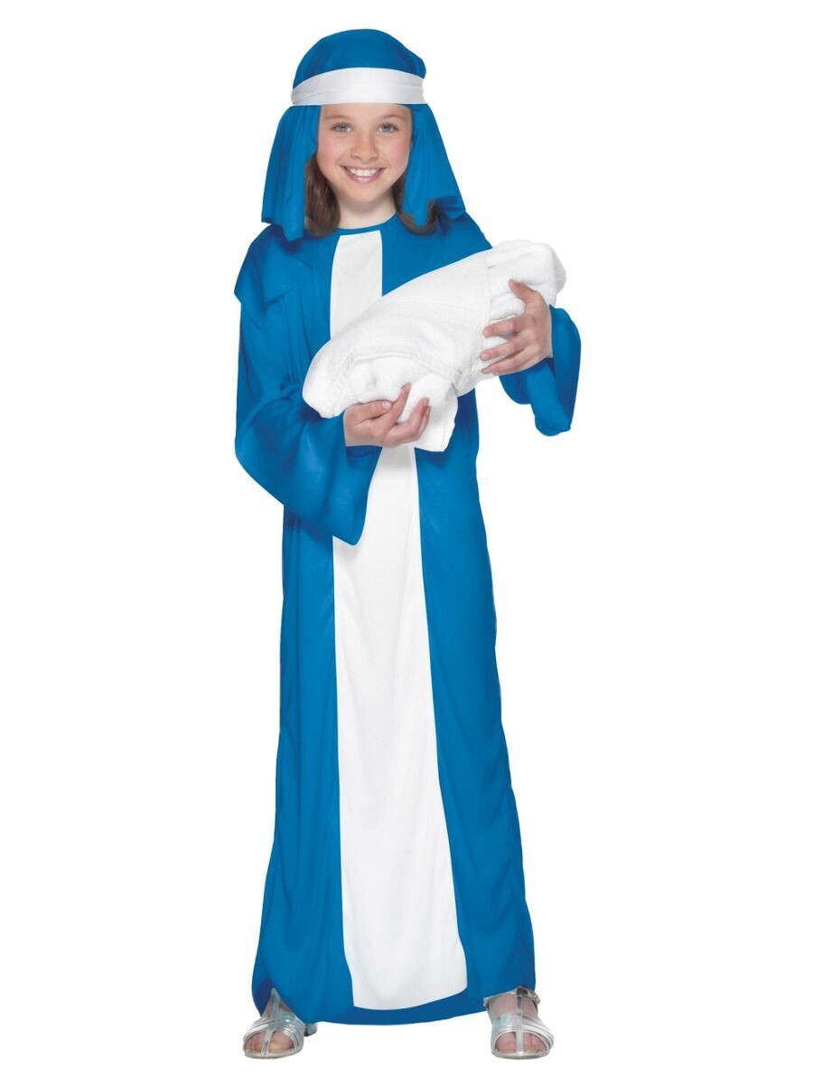 Mary Child Costume, Blue, with Dress & Headpiece - MEDIUM