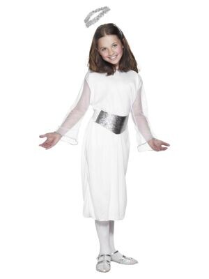 Angel Costume, White, with Dress, Belt & Halo