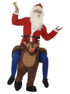 Reindeer Rudolf Costume, Brown, One Piece Suit with Mock Legs & LED Flashing Nose