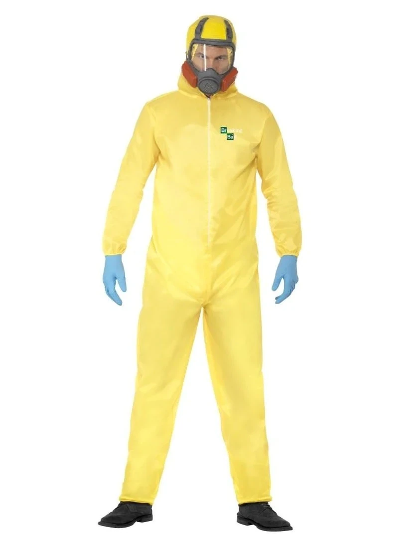 Breaking Bad Costume, Yellow, with Hazmat Suit, Latex Mask, Gloves & Goatee