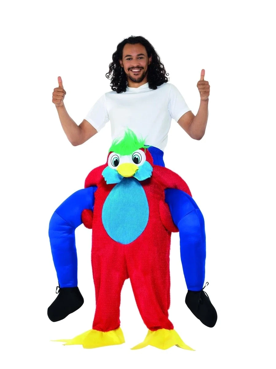 Piggyback Parrot Costume, Multi-Coloured, One Piece Suit with Mock Legs - One Size