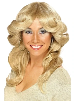 70s Flick Wig, Blonde, Long, Wavy &amp; Layered