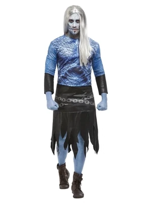 Winter Warrior Zombie Costume, Blue, Top, Skirt & Cuffs
