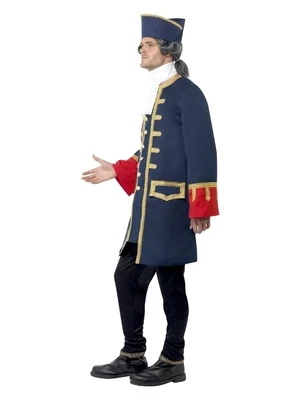 Pirate Commander Costume, Blue, with Coat, Cravat and Hat