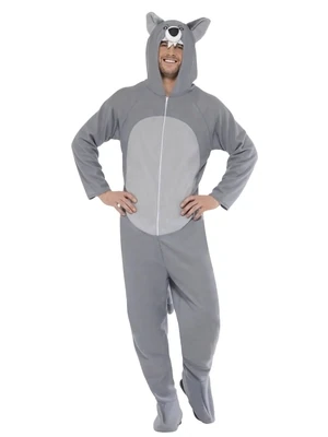 Wolf Costume, Grey, All in One with Hood