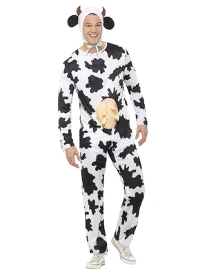 Cow Costume, Black & White, includes Jumpsuit with Udders and Headpiece