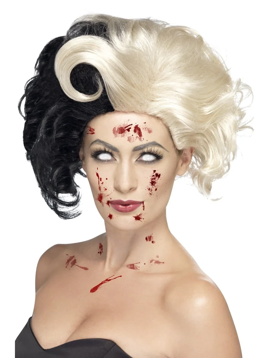 Deluxe Evil Madame Wig, Black & Blonde
